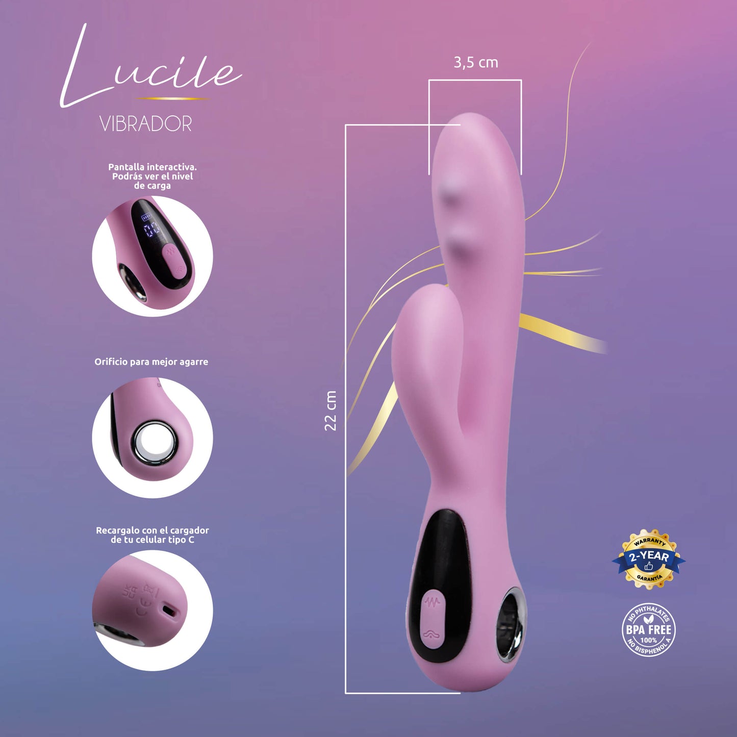 Vibrador Lucile con Carga USB-C