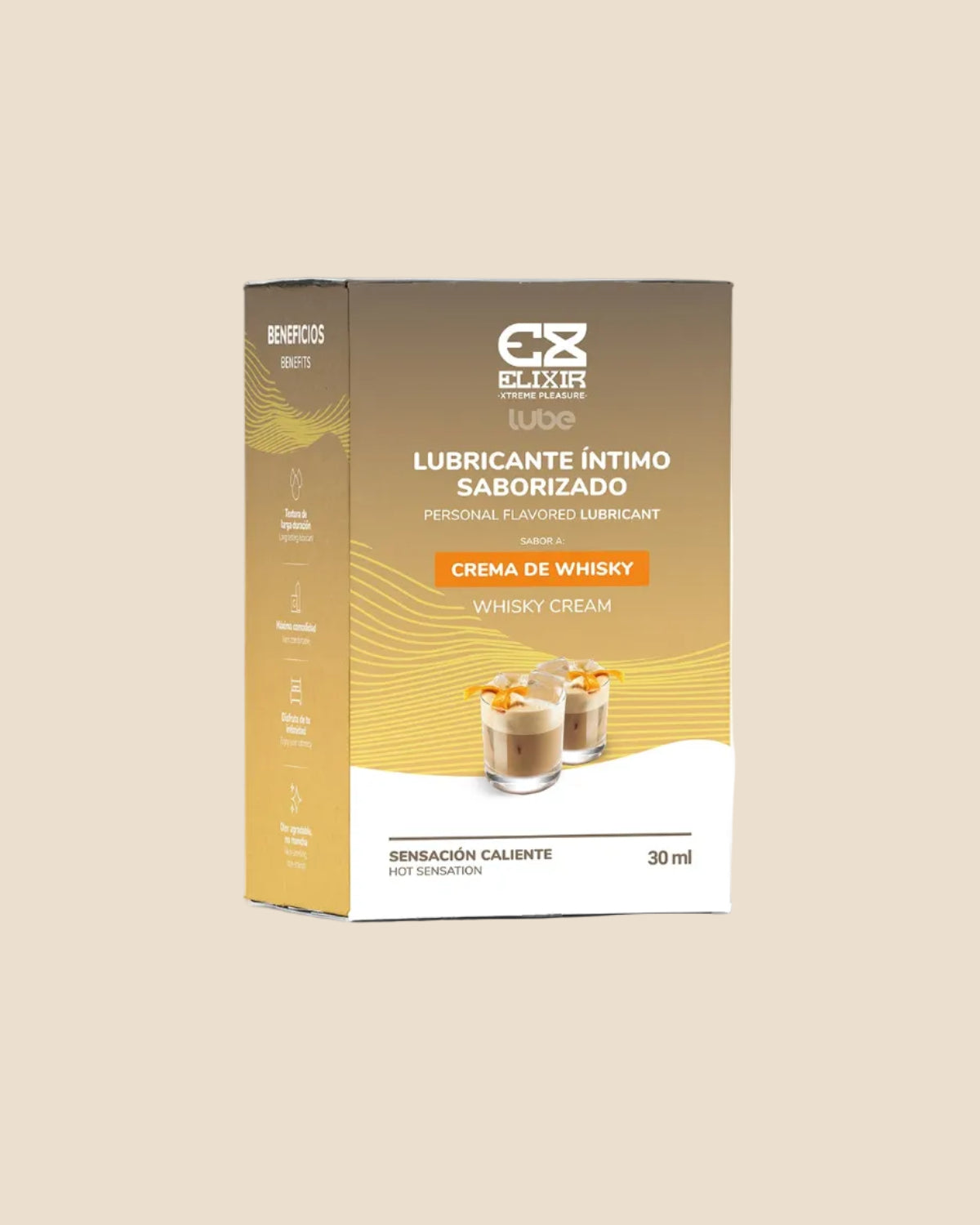 Lubricante saborizado y sensación caliente o frio Elixir