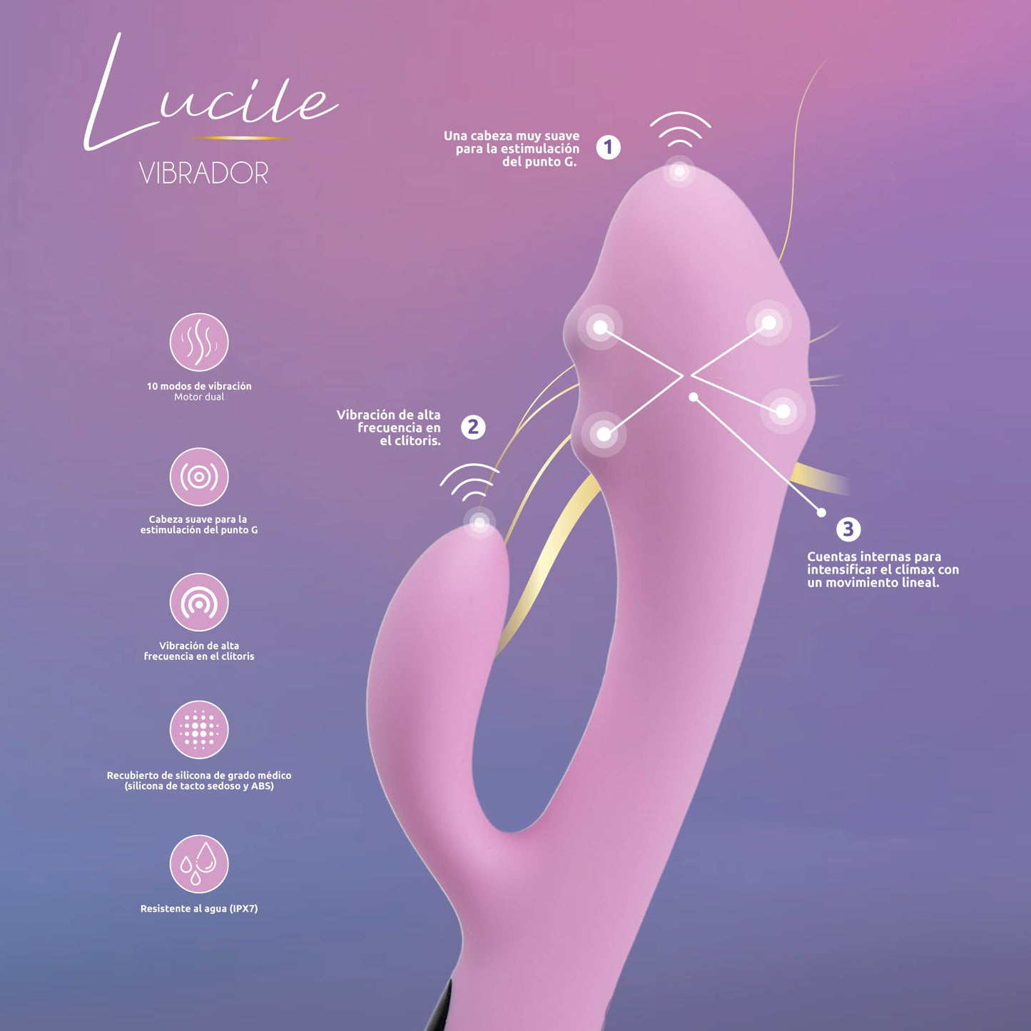 Vibrador Lucile con Carga USB-C