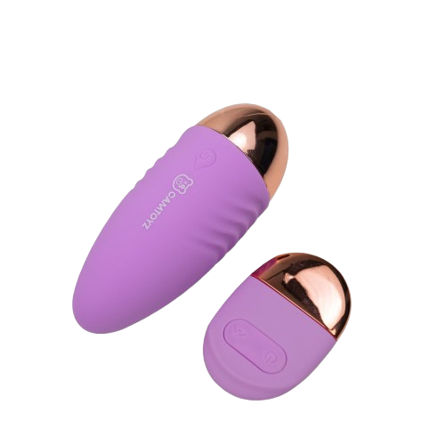 Bala vibradora Ariel color lila con control remoto inalámbrico y detalles dorados de Camtoyz